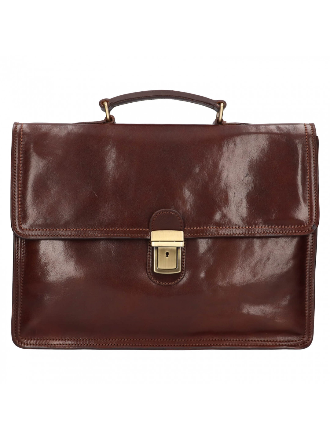 Pánská kožená aktovka Italia Hugo – tmavě hnědá